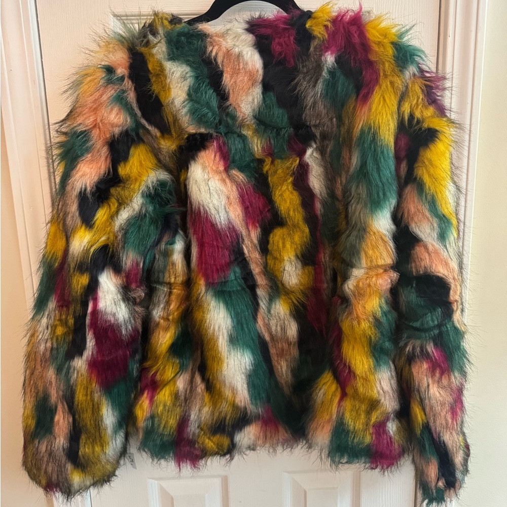 Multicolored Faux Fur Jacket - Picture 3 of 3
